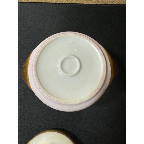 Antique Hand-Painted Porcelain Sugar Bowl With Lid - Floral Design & Gold Accent - Picture 6 of 9